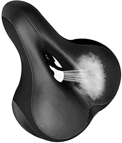 BlueSunshine Comfortable Bike Seat - Wide Bicycle Saddle Memory Foam Padded Soft Bike Cushion with Dual Shock Absorbing Rubber Balls with Bicycle Saddle Taillight Reflective Strip in Saudi Arabia
