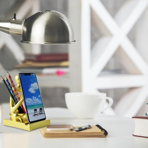Pen Holder for Desk Cute Office Organizer Phone Stand Supplies Pen Stand Reading Thinker Statue and Sculptures Resin Home Decor for Work School in Saudi Arabia