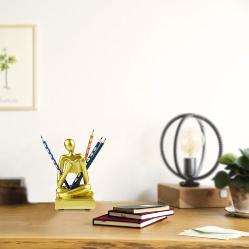 Pen Holder for Desk Cute Office Organizer Phone Stand Supplies Pen Stand Reading Thinker Statue and Sculptures Resin Home Decor for Work School in Saudi Arabia
