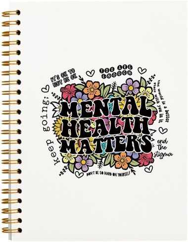 Retro 70s Groovy Floral Mental Health Matters Lined Hardcover College Ruled Spiral Notebook Journal for Work Notes Journaling 5.5×8.3 Inch,Mental Health Awareness Gifts in Saudi Arabia