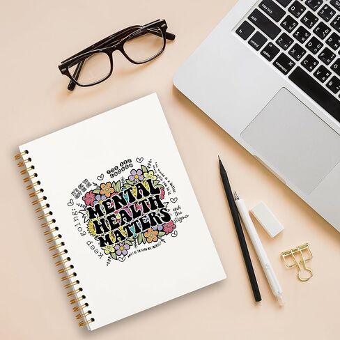 Retro 70s Groovy Floral Mental Health Matters Lined Hardcover College Ruled Spiral Notebook Journal for Work Notes Journaling 5.5×8.3 Inch,Mental Health Awareness Gifts in Saudi Arabia