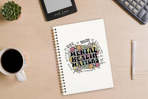 Retro 70s Groovy Floral Mental Health Matters Lined Hardcover College Ruled Spiral Notebook Journal for Work Notes Journaling 5.5×8.3 Inch,Mental Health Awareness Gifts in Saudi Arabia