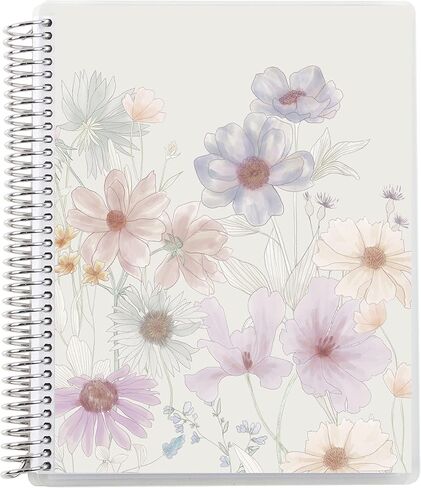 دفتر ملاحظات ملفوف بشبكة حلزونية مقاس 8.5 × 11 بوصة من Erin Condren - زهور برية، 160 صفحة رسم بياني لتدوين الملاحظات وكتابة دفتر الملاحظات، 80 رطل، ورق موهوك سميك، تتضمن ملصقات in Kuwait