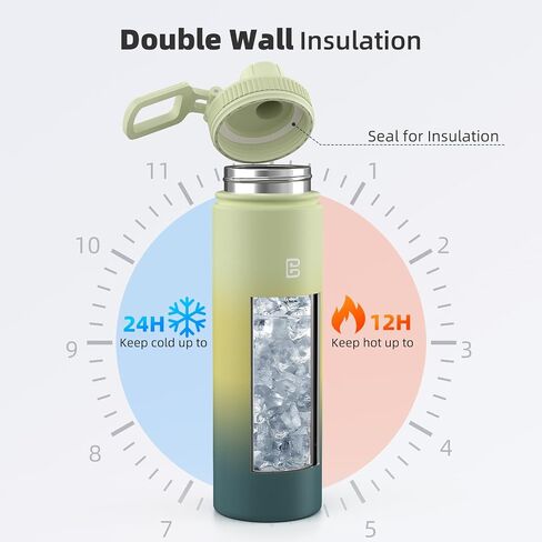 Insulated Water Bottle with Spout Lid, Reusable Stainless Steel Water Bottles with Handle, Leak Proof Sports Water Flask for Gym, Travel, Bike, Camping 22oz in Saudi Arabia