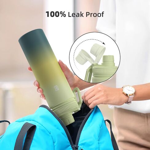 Insulated Water Bottle with Spout Lid, Reusable Stainless Steel Water Bottles with Handle, Leak Proof Sports Water Flask for Gym, Travel, Bike, Camping 22oz in Saudi Arabia