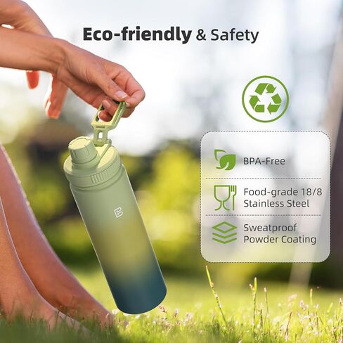 Insulated Water Bottle with Spout Lid, Reusable Stainless Steel Water Bottles with Handle, Leak Proof Sports Water Flask for Gym, Travel, Bike, Camping 22oz in Saudi Arabia