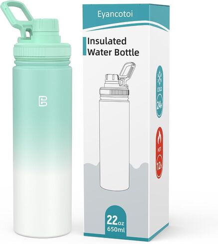 Insulated Water Bottle with Spout Lid, Reusable Stainless Steel Water Bottles with Handle, Leak Proof Sports Water Flask for Gym, Travel, Bike, Camping 22oz in Saudi Arabia
