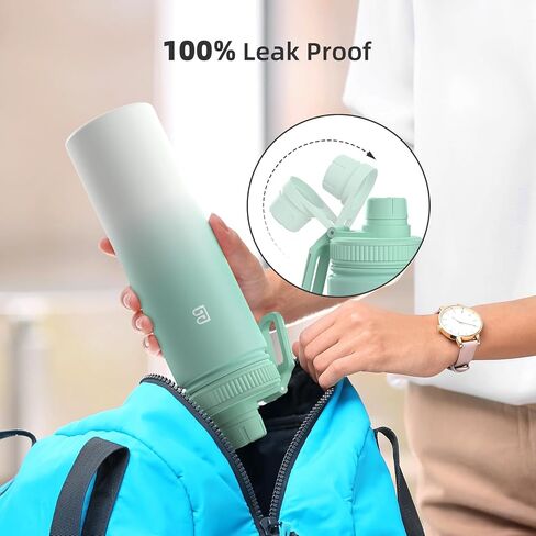 Insulated Water Bottle with Spout Lid, Reusable Stainless Steel Water Bottles with Handle, Leak Proof Sports Water Flask for Gym, Travel, Bike, Camping 22oz in Saudi Arabia