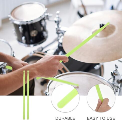 generic 2pcs Nylon Drum Sticks 5A Drumsticks Luminous Glow in the Dark Drumsticks for Kids Adults Musical Instrument Percussion Accessories Fluorescent Green in Saudi Arabia