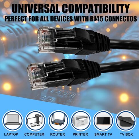 كابل إيثرنت Cat 6 مع تقرير اختبار FLUKE، كابل إيثرنت 6 أقدام (حزمة من قطعتين)، كابل Cat 6 (كابلات Cat6)، كابلات تصحيح Cat 6، كابلات إنترنت قصيرة بدون تشابك، كابل شبكة RJ45 - أسود وأزرق in Kuwait