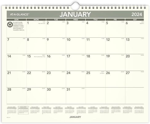 AT-A-GLANCE 2024 Wall Calendar, 15" x 12", Medium, Monthly, Recycled (PMG772824) in Saudi Arabia