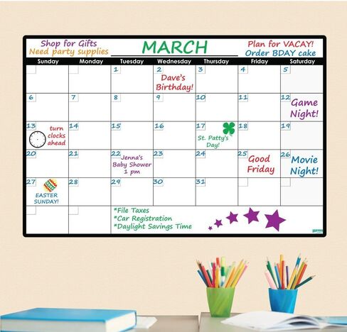 Everase Re-Stic Dry Erase Peel & Stick Monthly Planner (12x16 In.) – Premium Removable Whiteboard Film With Marker & Cloth Included. Ideal For Walls, Doors, Desks, Or Fridge. No Residue, Easy Install. in Saudi Arabia