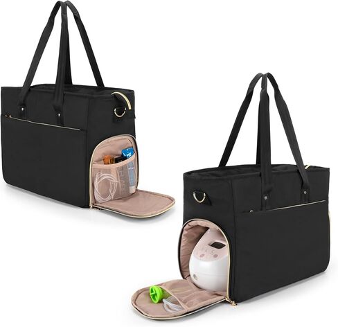 CURMIO Breast Pump Bag Compatible with Spectra S1, S2 and Medela, Work Pumping Tote with Laptop Sleeve for Breastfeeding Moms, Black (Empty Bag Only) in Saudi Arabia