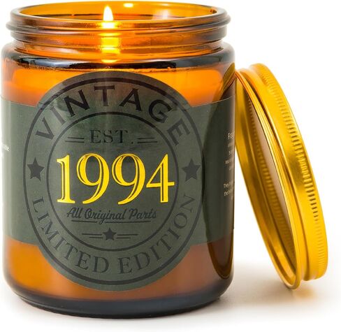 هدايا عيد الميلاد الثلاثين من كالكولس لشموع العلاج العطري الخاصة بها 2024 - "إصدار محدود 1994" هدايا الحفلات، شمعة برطمان الصويا للنساء، 9 أونصة، حرق 50 ساعة قابلة لإعادة الاستخدام in Kuwait