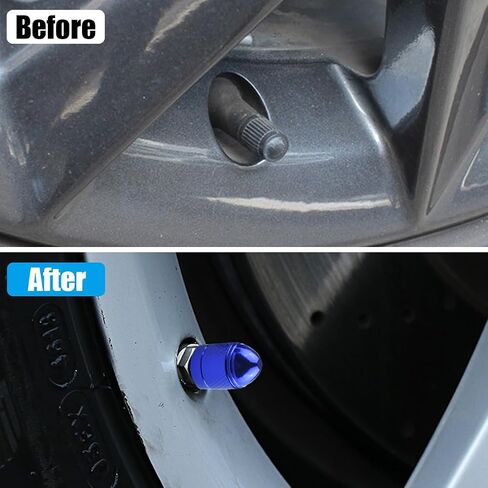 BELOMI 12 Pcs Auto Valve Stem Caps, Aluminum Alloy Colorful Tire Valve Covers, DustProof Metal Air Valve Lids for Car, Truck, Motorcycle, Bike, Universal Vehicle Accessories (Black) in Saudi Arabia