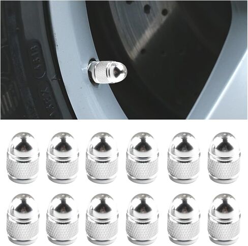 BELOMI 12 Pcs Auto Valve Stem Caps, Aluminum Alloy Colorful Tire Valve Covers, DustProof Metal Air Valve Lids for Car, Truck, Motorcycle, Bike, Universal Vehicle Accessories (Black) in Saudi Arabia