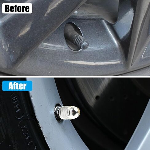 BELOMI 12 Pcs Auto Valve Stem Caps, Aluminum Alloy Colorful Tire Valve Covers, DustProof Metal Air Valve Lids for Car, Truck, Motorcycle, Bike, Universal Vehicle Accessories (Black) in Saudi Arabia