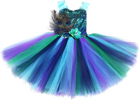 Sequins Princess Peacock Tutu Dress for Girls Birthday Party Tulle Dresses Kids Halloween Christmas Clothes in Saudi Arabia