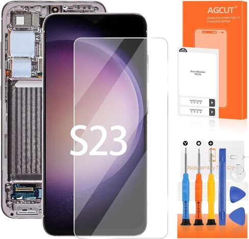 استبدال شاشة Samsung Galaxy S23 الأصلية لشاشة Samsung S23 LCD SM-S911B SM-S911E SM-S911U LCD محول الأرقام التي تعمل باللمس (دعم بصمة الإصبع) (أسود مع إطار) in Saudi Arabia