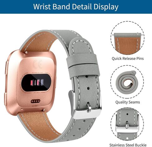 سوار جلدي لساعة Fitbit Versa 2 Bands/Fitbit Versa Band/Fitbit Versa SE/Versa Lite الذكية للنساء والرجال، حزام بديل من الجلد الناعم قابل للتعديل in Saudi Arabia