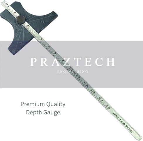 PRAZTECH® مقياس العمق من الفولاذ المقاوم للصدأ من 0 إلى 150 مم (0 إلى 6 بوصات) - قياس متري وإمبراطوري in Kuwait