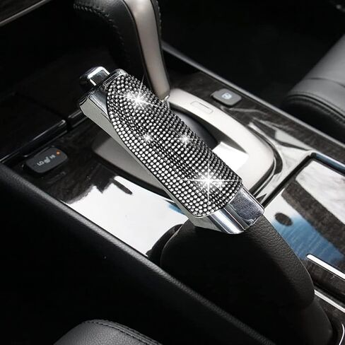 غطاء فرامل اليد للسيارة XhuangTech Bling Auto، أغطية فرامل اليد العالمية غطاء تزيين فرامل اليد، ملحقات داخلية للسيارة للنساء/البنات (أبيض) in Kuwait