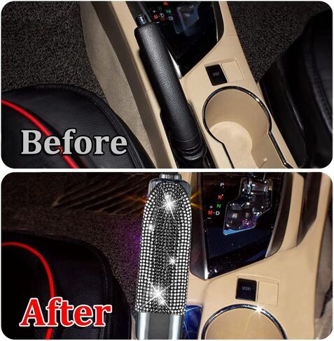 غطاء فرامل اليد للسيارة XhuangTech Bling Auto، أغطية فرامل اليد العالمية غطاء تزيين فرامل اليد، ملحقات داخلية للسيارة للنساء/البنات (أبيض) in Kuwait
