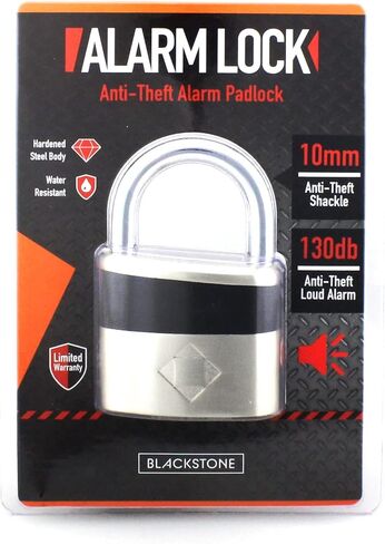 Blackstone Anti-Theft Loud 130db Alarm Padlock Weather Proof Heavy Duty Multi Purpose (8.5mm Shackle) in Saudi Arabia