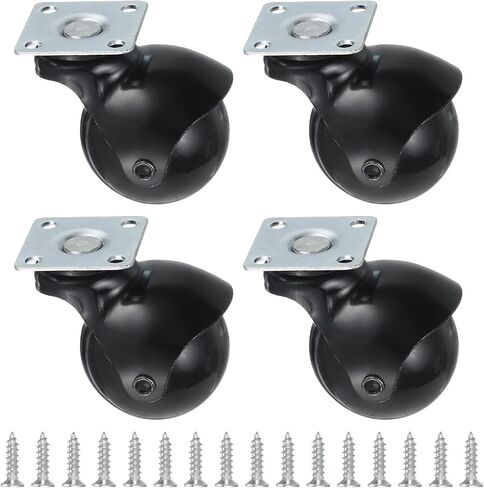 uxcell 2 Inch Ball Caster Wheels, Swivel Furniture Casters Set of 4, 360 Degree Rotatable Plate Caster Wheels for Furniture, Black in Saudi Arabia