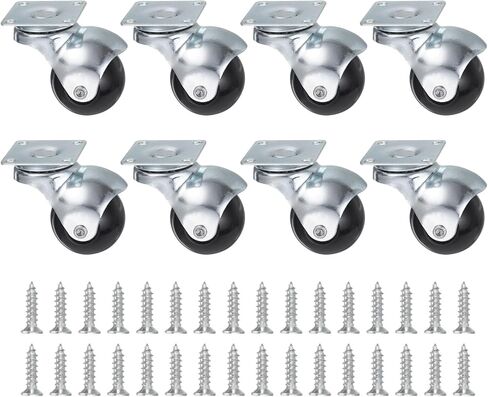 uxcell 2 Inch Ball Caster Wheels, Swivel Furniture Casters Set of 4, 360 Degree Rotatable Plate Caster Wheels for Furniture, Black in Saudi Arabia