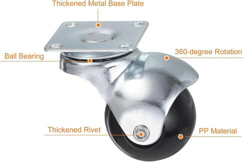 uxcell 2 Inch Ball Caster Wheels, Swivel Furniture Casters Set of 4, 360 Degree Rotatable Plate Caster Wheels for Furniture, Black in Saudi Arabia
