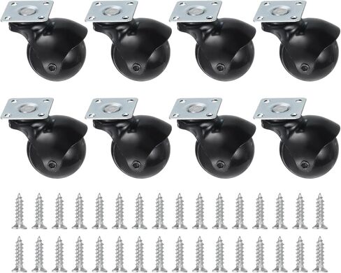 uxcell 2 Inch Ball Caster Wheels, Swivel Furniture Casters Set of 4, 360 Degree Rotatable Plate Caster Wheels for Furniture, Black in Saudi Arabia