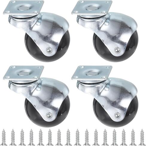 uxcell 2 Inch Ball Caster Wheels, Swivel Furniture Casters Set of 4, 360 Degree Rotatable Plate Caster Wheels for Furniture, Black in Kuwait