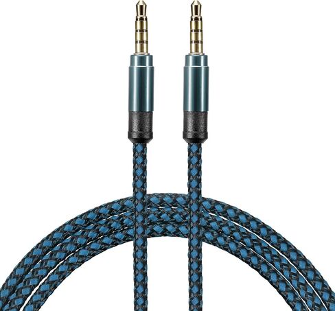 MECCANIXITY Aux Cable 3.5mm Male to Male Nylon Braided 5Ft 4 Pole Hi-Fi Stereo Sound Auxiliary Cord Red for Earphones, Smart Phones, Home/Car Stereos, Speakers, Computers in Kuwait