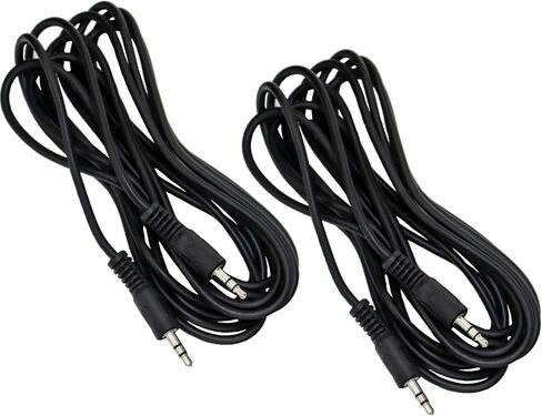 ChromaCast 2 Pack 5ft Black 3.5mm Rubber Aux Cable, Audio Auxiliary Input Adapter Male to Male AUX Cord for Headphones, Car, Home Stereos, Speaker, iPhone, iPad, iPod, Echo & More in Saudi Arabia
