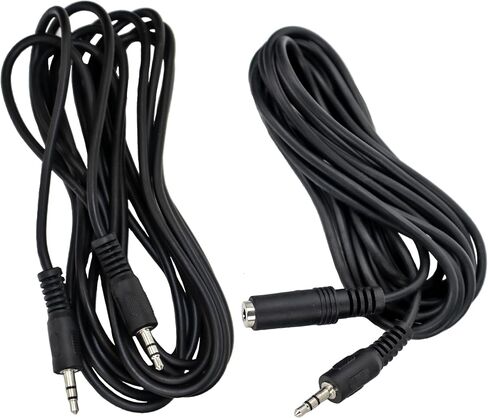 ChromaCast 2 Pack 5ft Black 3.5mm Rubber Aux Cable, Audio Auxiliary Input Adapter Male to Male AUX Cord for Headphones, Car, Home Stereos, Speaker, iPhone, iPad, iPod, Echo & More in Saudi Arabia
