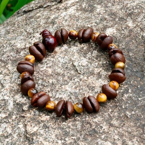Day Day Up Real Coffee Bean Charm Bracelet for Men & Women Handmade Stretch Beaded Bracelet – Unique Jewelry Gift for Coffee Lovers Bracelet in Saudi Arabia