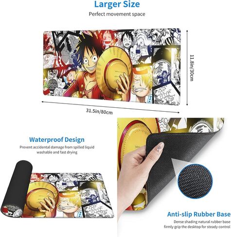 Anime Mouse Pad Gaming Mouse Pad Desk Pad Soft Smooth Surface and Anti-Slip Rubber Base Waterproof Soft Cloth Mouse Mat (31.5 x 11.8 Inches), Cartoon 27 in Saudi Arabia