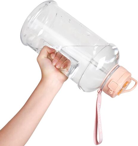 Half Gallon Water Bottle with Straw and Sleeve 74oz /2.2L Leakproof Big Reusable Water Jug with Handle, Suitable for Workout Gym Sports Outdoor in Saudi Arabia