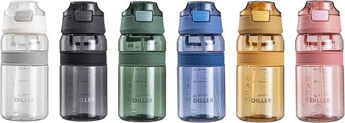 Diller Water Bottle with Straw, 28 or 18 oz BPA Free Plastic Water Bottle with Leak Proof Flip Top Lid for Gym Camping Workouts Outdoors (Clear Blue-2, 28 oz) in Saudi Arabia