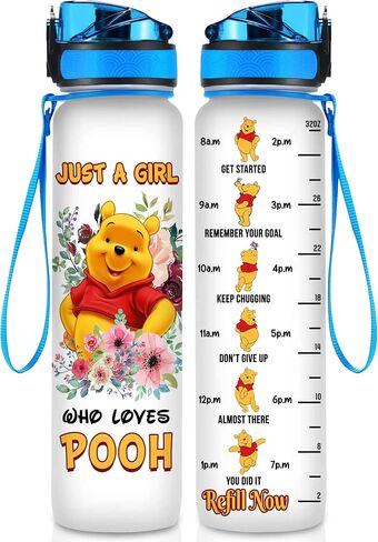 Winnie Pooh 32 Oz Water Track Bottle, Sometimes The Littlest Things Water Bottle With Time Marker, Pooh Bear Motivational Insulated Water Bottle, Gifts For Family Friend in Saudi Arabia