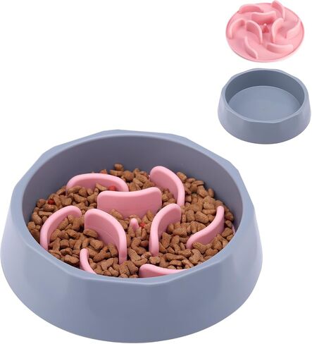 Slow Feeder Dog Bowls, 2-in-1 Dog Feeding Bowls with Silicone Slow Feeder Insert,Anti-Choking Puzzle Food Bowl(Pink) in Saudi Arabia