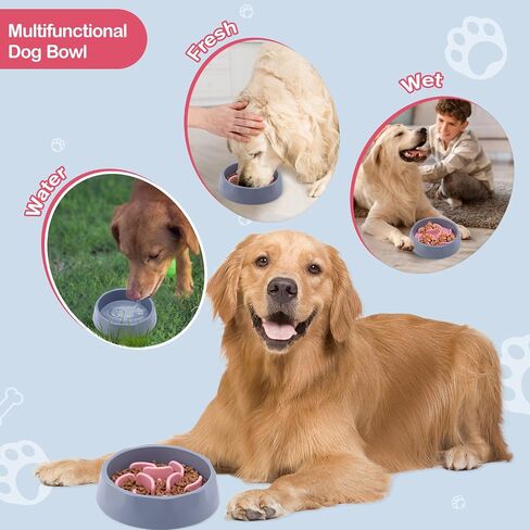 Slow Feeder Dog Bowls, 2-in-1 Dog Feeding Bowls with Silicone Slow Feeder Insert,Anti-Choking Puzzle Food Bowl(Pink) in Saudi Arabia