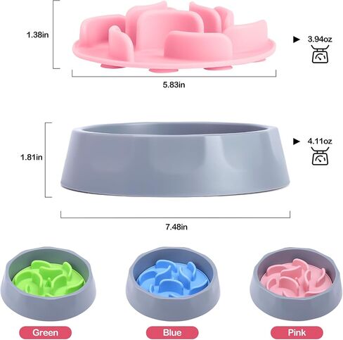 Slow Feeder Dog Bowls, 2-in-1 Dog Feeding Bowls with Silicone Slow Feeder Insert,Anti-Choking Puzzle Food Bowl(Pink) in Saudi Arabia