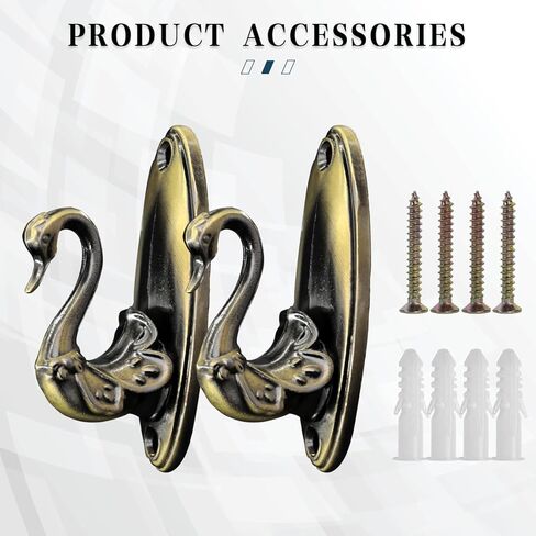 حوامل ستائر، خطاف بجعة من سبائك الزنك قطعتان من ملحقات تزيين النوافذ، مثبتة يدويًا على الحائط لغرفة النوم، وخطافات الأبواب والنوافذ (ذهبي) in Kuwait