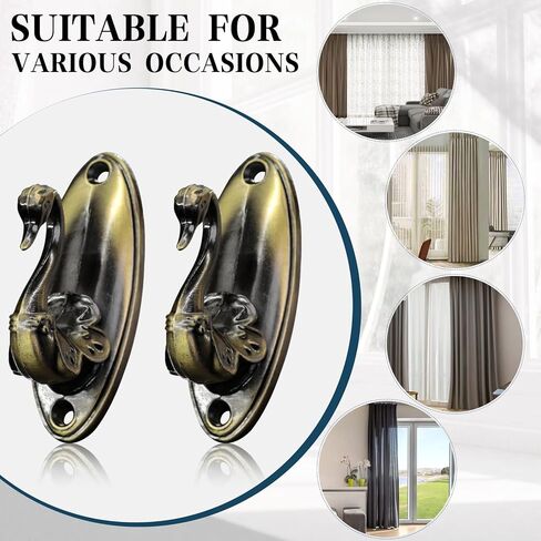 حوامل ستائر، خطاف بجعة من سبائك الزنك قطعتان من ملحقات تزيين النوافذ، مثبتة يدويًا على الحائط لغرفة النوم، وخطافات الأبواب والنوافذ (ذهبي) in Kuwait