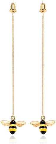 أقراط متدلية لطيفة على شكل نحلة الحشرات من WLLAY أقراط متدلية صغيرة باللون الأصفر على شكل نحلة تلعثم للنساء والفتيات in Kuwait