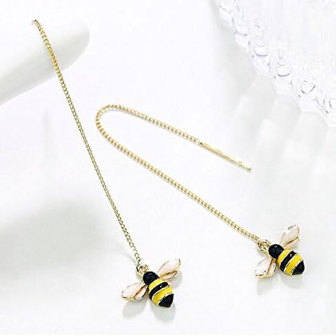 أقراط متدلية لطيفة على شكل نحلة الحشرات من WLLAY أقراط متدلية صغيرة باللون الأصفر على شكل نحلة تلعثم للنساء والفتيات in Kuwait