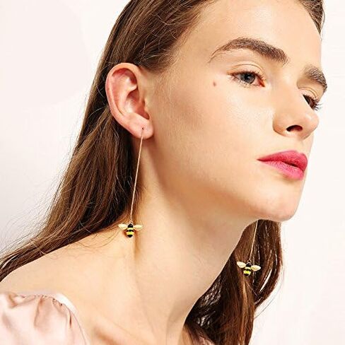 أقراط متدلية لطيفة على شكل نحلة الحشرات من WLLAY أقراط متدلية صغيرة باللون الأصفر على شكل نحلة تلعثم للنساء والفتيات in Kuwait