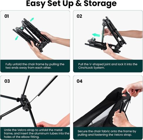 UltraPort 2-CinchLock Camping Chairs, Portable Lightweight Camping Chair, Backpacking Chair -The 1th Generation, Ultralight Chairs in Saudi Arabia